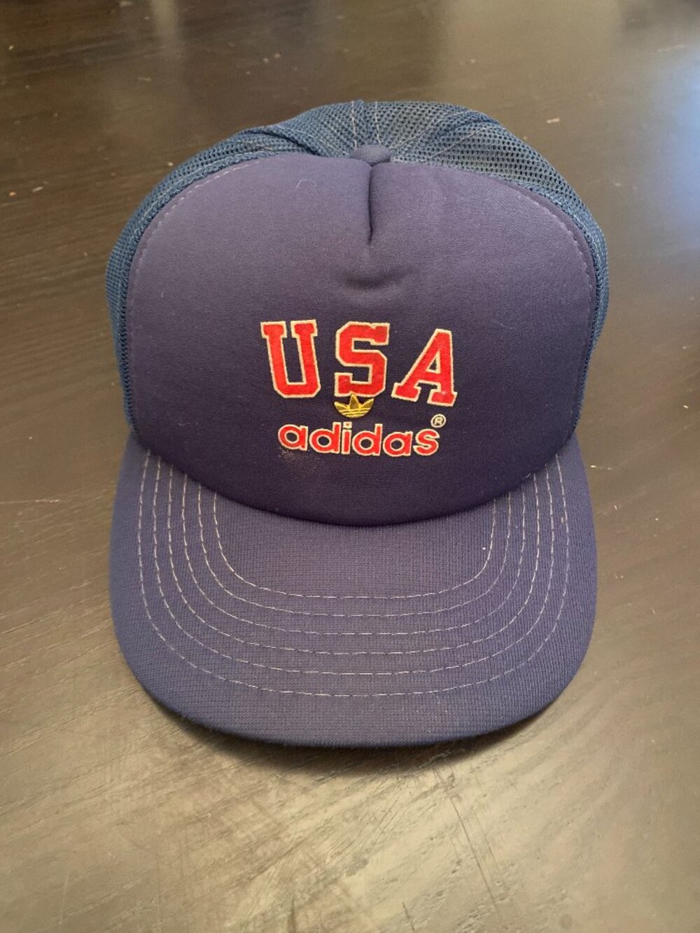 VTG adidas USA Trucker Hat Cap Snapback One Size OS American USA adidas Pin YA